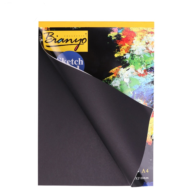 A4/A5 Black Sketch Book Diary for Drawing Painting Graffiti Soft Cover Black Paper Notebook Office School Supplies G