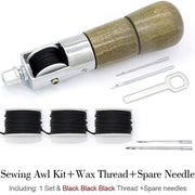 Leathercraft Sewing Stitching Awl Needle Tool Kit Handwork DIY Leather Shoe Repair Purses Wallets Clothes Craft Supplies Thread