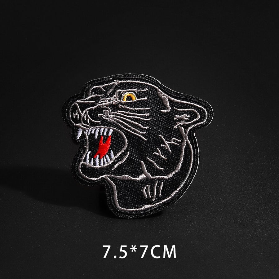 Fine Wolf Leopard Spider Web Patches Black Animal Pokers Rose Wolf Cat Appliques Iron On Bullet Tooth Clothes Jeans Badges