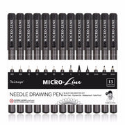 Premium 13pcs Micron Needle Drawing Line Pen Hand Lettering Pens Waterproof Pigment Sketch Markers Pen For Design Art Supplies