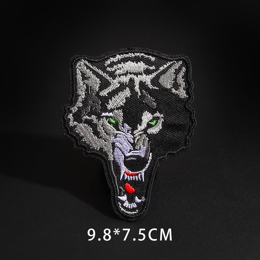 Fine Wolf Leopard Spider Web Patches Black Animal Pokers Rose Wolf Cat Appliques Iron On Bullet Tooth Clothes Jeans Badges