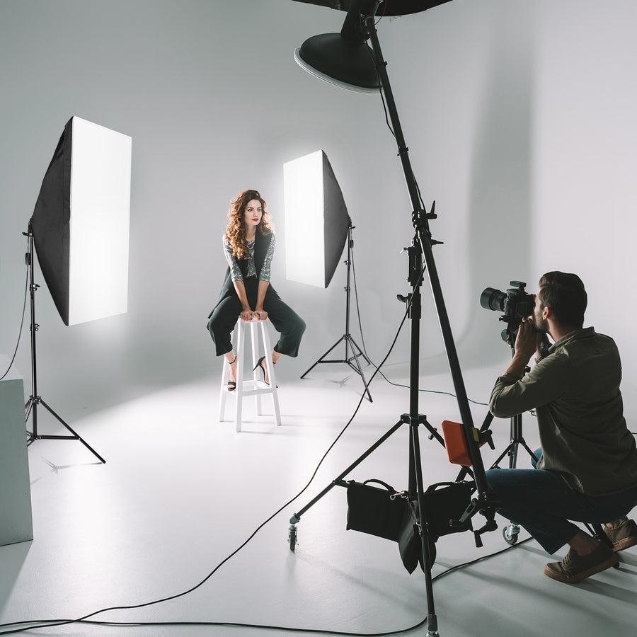 ZUOCHEN Photo Studio LED Softbox Umbrella Lighting Kit Background Support Stand 4 Color Backdrop for Photography Video Shooting