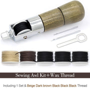 Leathercraft Sewing Stitching Awl Needle Tool Kit Handwork DIY Leather Shoe Repair Purses Wallets Clothes Craft Supplies Thread
