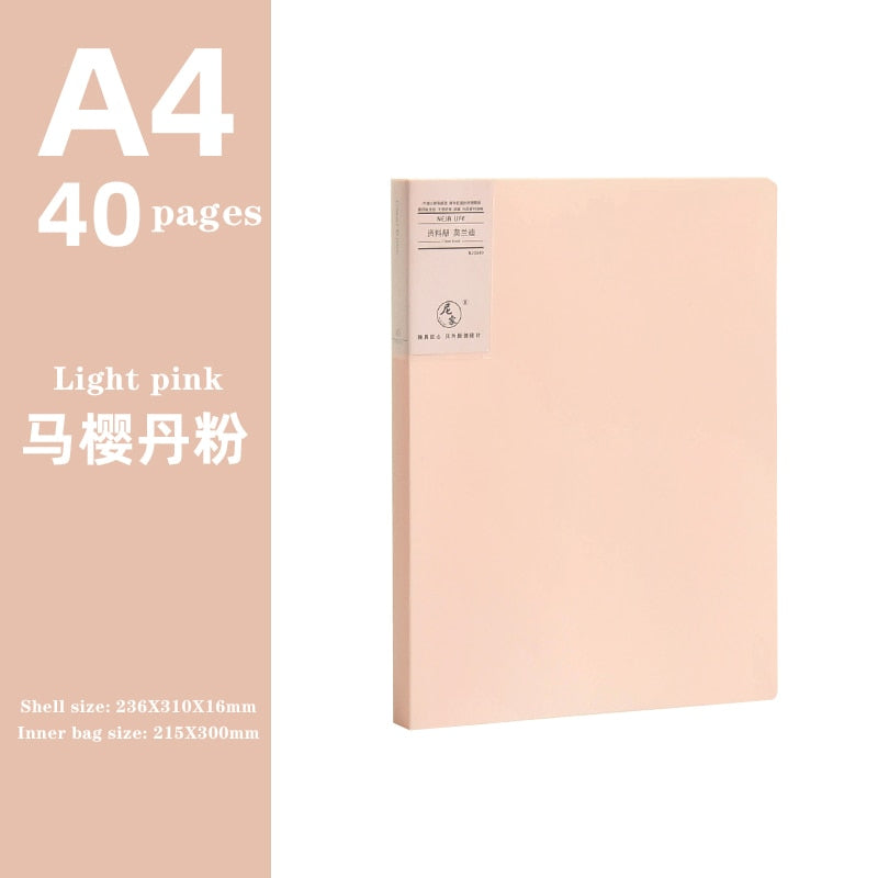 JIANWU A4 Morandi file bag 100 pages Data book Large capacity file folder  portfolio Office stationery