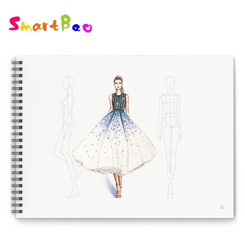 A4 Clothing Designer Dotted Line Human Body Painting Notebook Design Professional Women's Men's Clothing Sketch Book 50 sheets