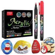 36 Colors Acrylic Paint Pens Brush Marker Pen for Rock Painting, Stone, Ceramic, Glass, Wood, Canvas ,DIY Art Making Supplies