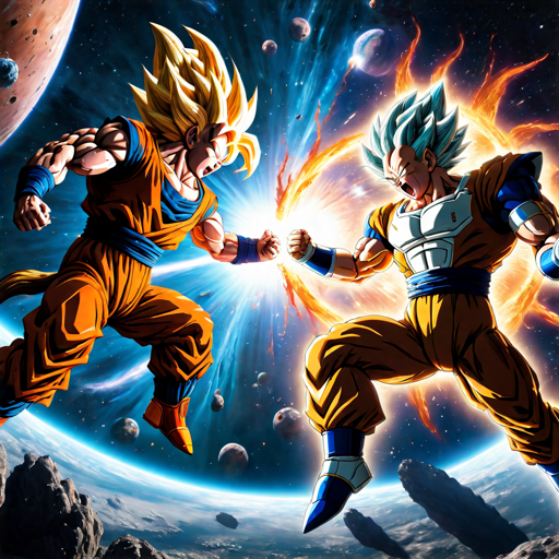 Goku & Vegeta Fighting In Space- Custom Print On Canvas Or Frame