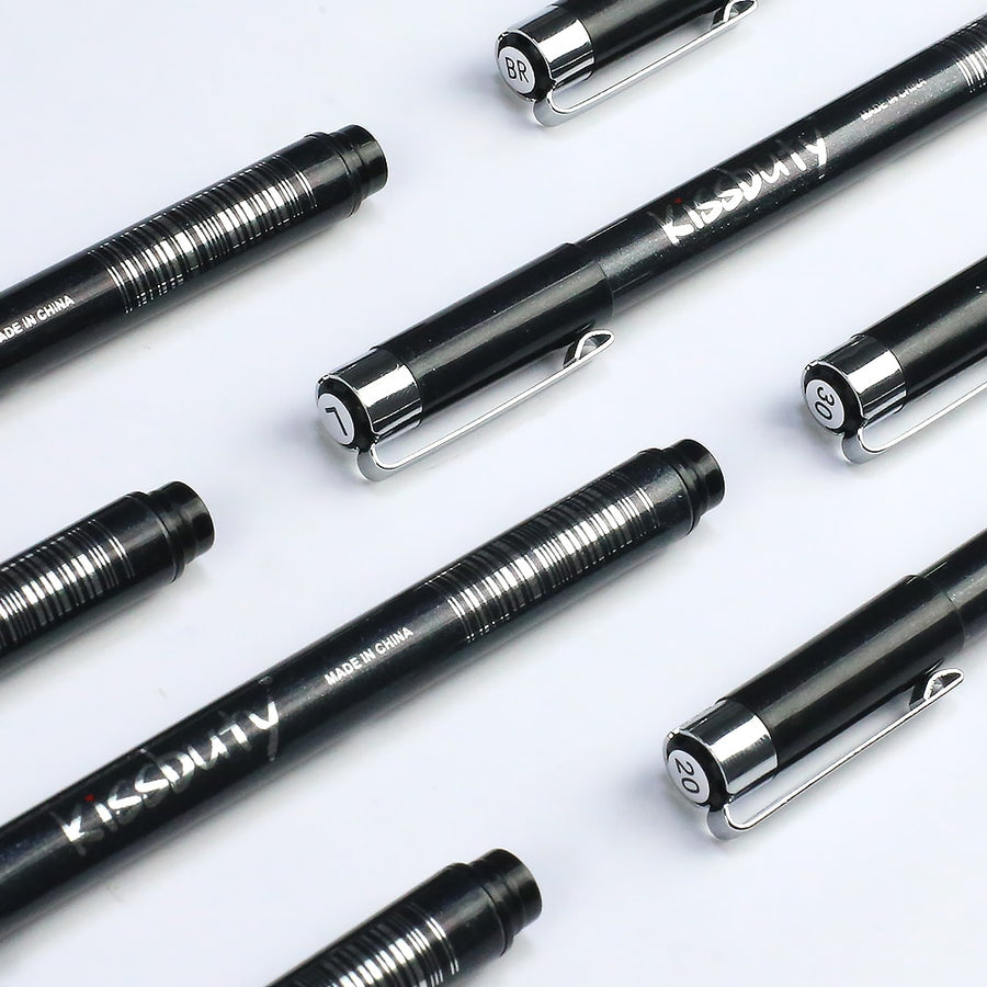 Calligraphy Hand Lettering Pens, Pigment Liner Micron Pen Set , 8 Size Caligraphy Brush Pens Art Supplies for Sketching Drawing