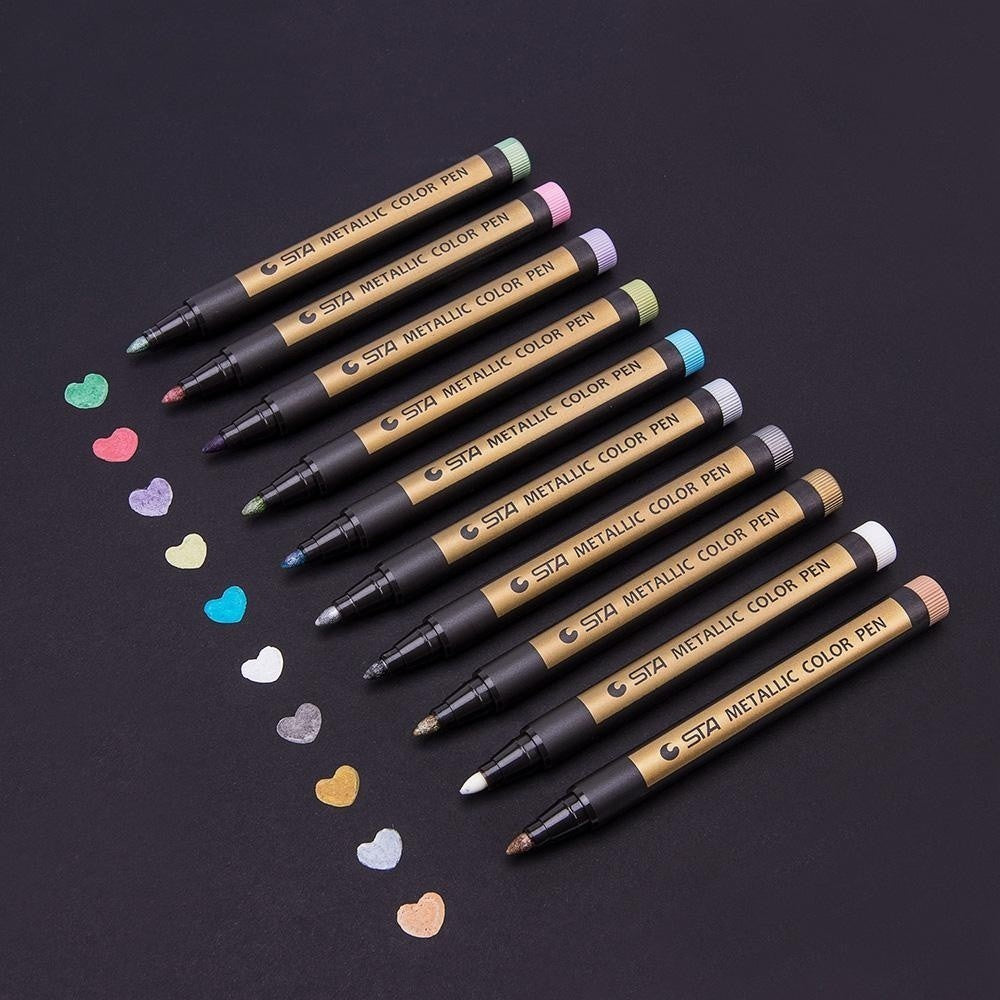 STA10 Colors Fine Metallic Markers Paint Pens for Rock Painting - Ceramic painting mark DIY Marker Pen Art Marker For Stationery