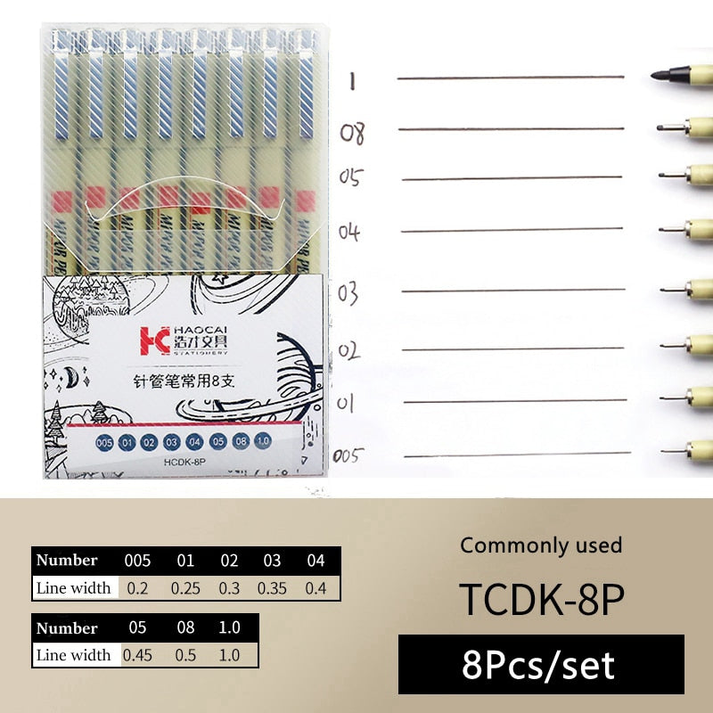 Calligraphy Hand Lettering Pens, Pigment Liner Micron Pen Set , 8 Size Caligraphy Brush Pens Art Supplies for Sketching Drawing