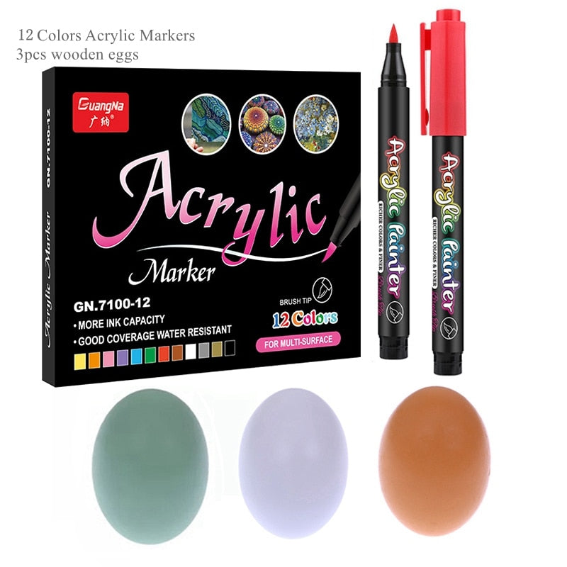 36 Colors Acrylic Paint Pens Brush Marker Pen for Rock Painting, Stone, Ceramic, Glass, Wood, Canvas ,DIY Art Making Supplies