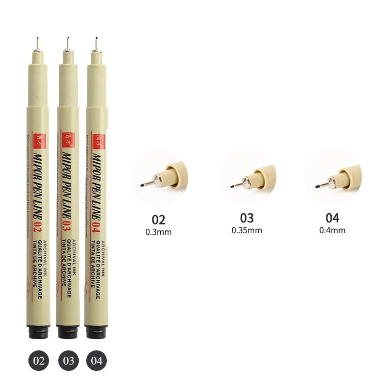 1/ 3 pcs Pigment Liner Micron Pen Neelde Drawing Manga Pen Brush Art Markers Waterproof Fineliner Sketching Pen Stationery