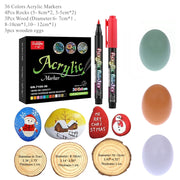 36 Colors Acrylic Paint Pens Brush Marker Pen for Rock Painting, Stone, Ceramic, Glass, Wood, Canvas ,DIY Art Making Supplies