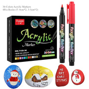 36 Colors Acrylic Paint Pens Brush Marker Pen for Rock Painting, Stone, Ceramic, Glass, Wood, Canvas ,DIY Art Making Supplies