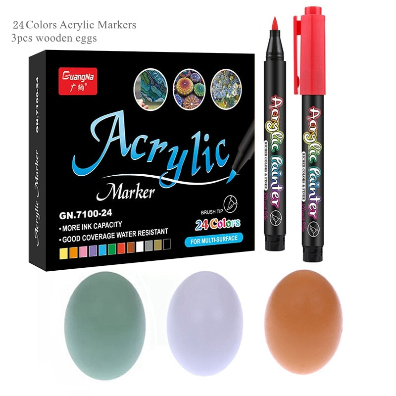36 Colors Acrylic Paint Pens Brush Marker Pen for Rock Painting, Stone, Ceramic, Glass, Wood, Canvas ,DIY Art Making Supplies