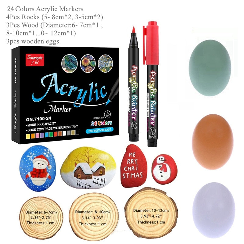 36 Colors Acrylic Paint Pens Brush Marker Pen for Rock Painting, Stone, Ceramic, Glass, Wood, Canvas ,DIY Art Making Supplies