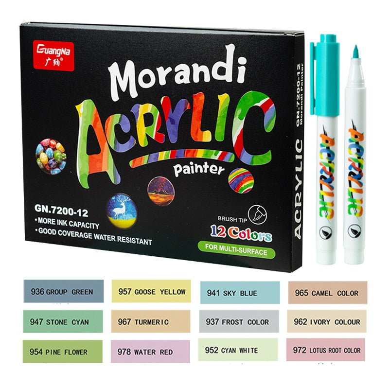 36 Colors Acrylic Paint Pens Brush Marker Pen for Rock Painting, Stone, Ceramic, Glass, Wood, Canvas ,DIY Art Making Supplies