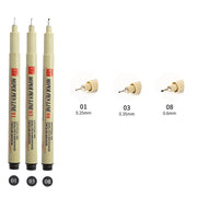 1/ 3 pcs Pigment Liner Micron Pen Neelde Drawing Manga Pen Brush Art Markers Waterproof Fineliner Sketching Pen Stationery