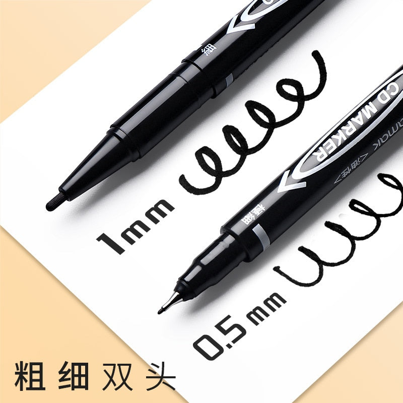 10 Pcs/set Twin Tip Colored Permanent Art Markers Pens Fine Point Waterproof Oily Black Ink Sketchbook Painting School Supplies