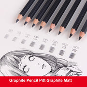 8 Pcs Faber-Castell Graphite Pitt Matt Pencil Set HB, 2B, 4B, 6B, 8B, 10B, 12B, 14B Sketching Drawing Artists’ Quality