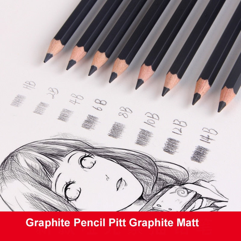 8 Pcs Faber-Castell Graphite Pitt Matt Pencil Set HB, 2B, 4B, 6B, 8B, 10B, 12B, 14B Sketching Drawing Artists’ Quality