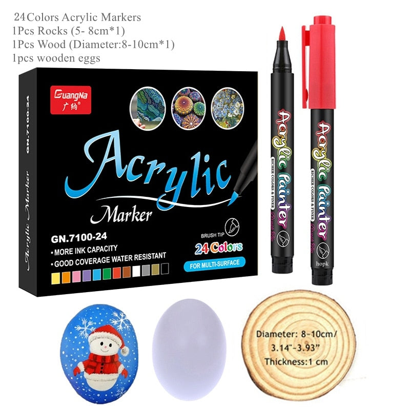 36 Colors Acrylic Paint Pens Brush Marker Pen for Rock Painting, Stone, Ceramic, Glass, Wood, Canvas ,DIY Art Making Supplies