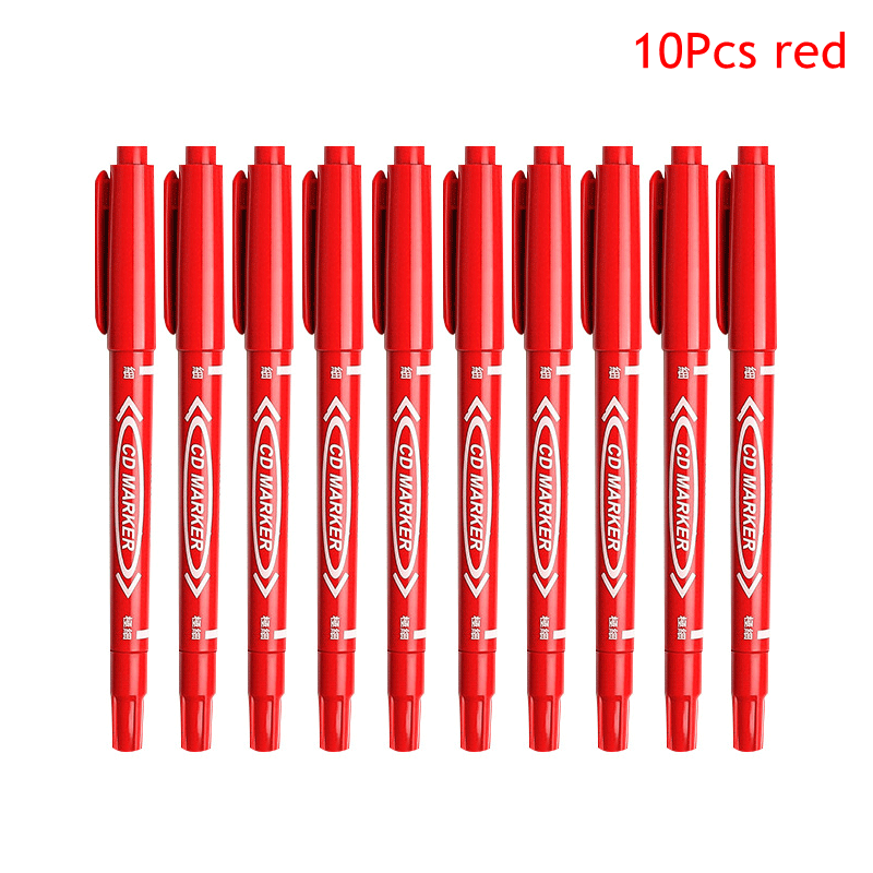 10 Pcs/set Twin Tip Colored Permanent Art Markers Pens Fine Point Waterproof Oily Black Ink Sketchbook Painting School Supplies