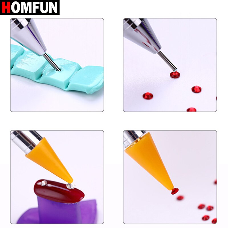 HOMFUN DIY Diamond Painting Pen Tool Accessories Rhinestones Pictures Double Head Diamond Embroidery Point Drill Pen Gift