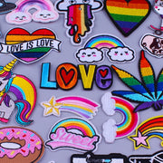 Prajna Hippie Unicorn Patches Embroidered Patches For Clothing DIY Magic Rainbow Stripes Iron On Patches For Kids Cloth Applique