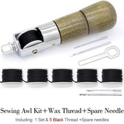 Leathercraft Sewing Stitching Awl Needle Tool Kit Handwork DIY Leather Shoe Repair Purses Wallets Clothes Craft Supplies Thread