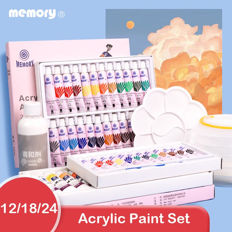 24 Colors 12ML Tube Acrylic Paint set color Nail glass Art Painting paint for fabric Drawing Tools For Kids DIY Water-resistant