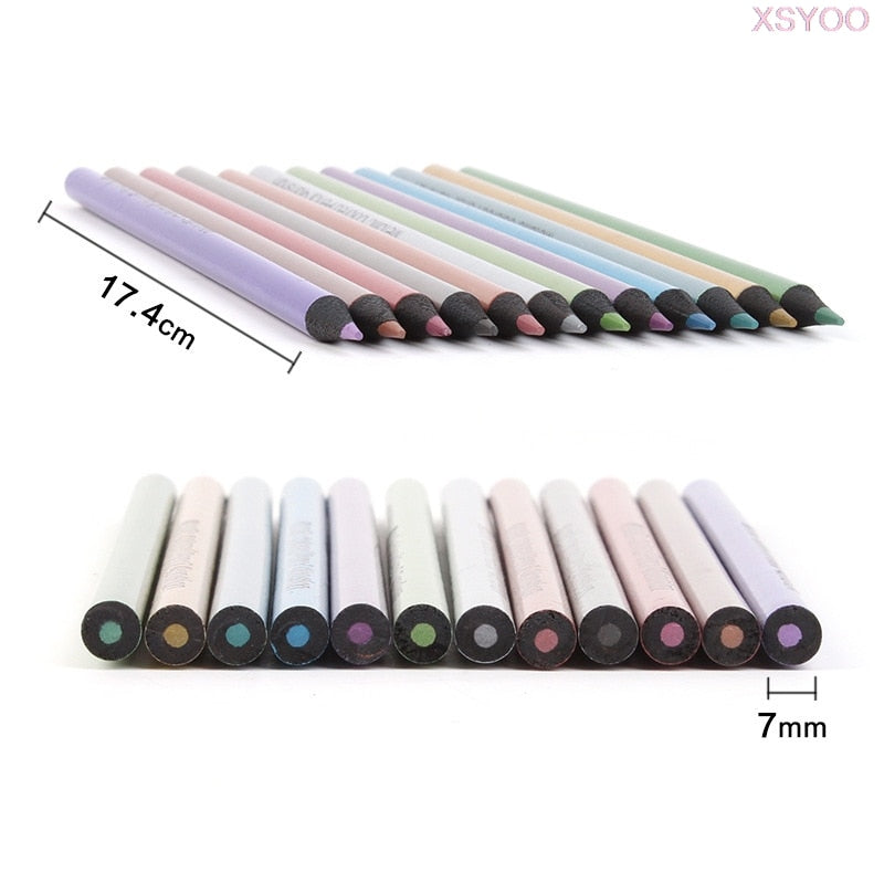 Brutfuner 12 Colors Metallic Pencil Drawing Sketch Set Soft Wood Golden Color Pencil For School Student Stationery Art Supplies