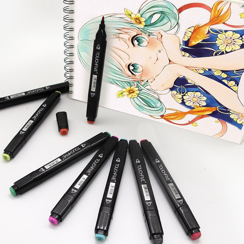 TouchFIVE 30/40/60/80/168 Color Art Markers Set Dual Headed Artist  Sketch Oily Alcohol based markers For Animation Manga