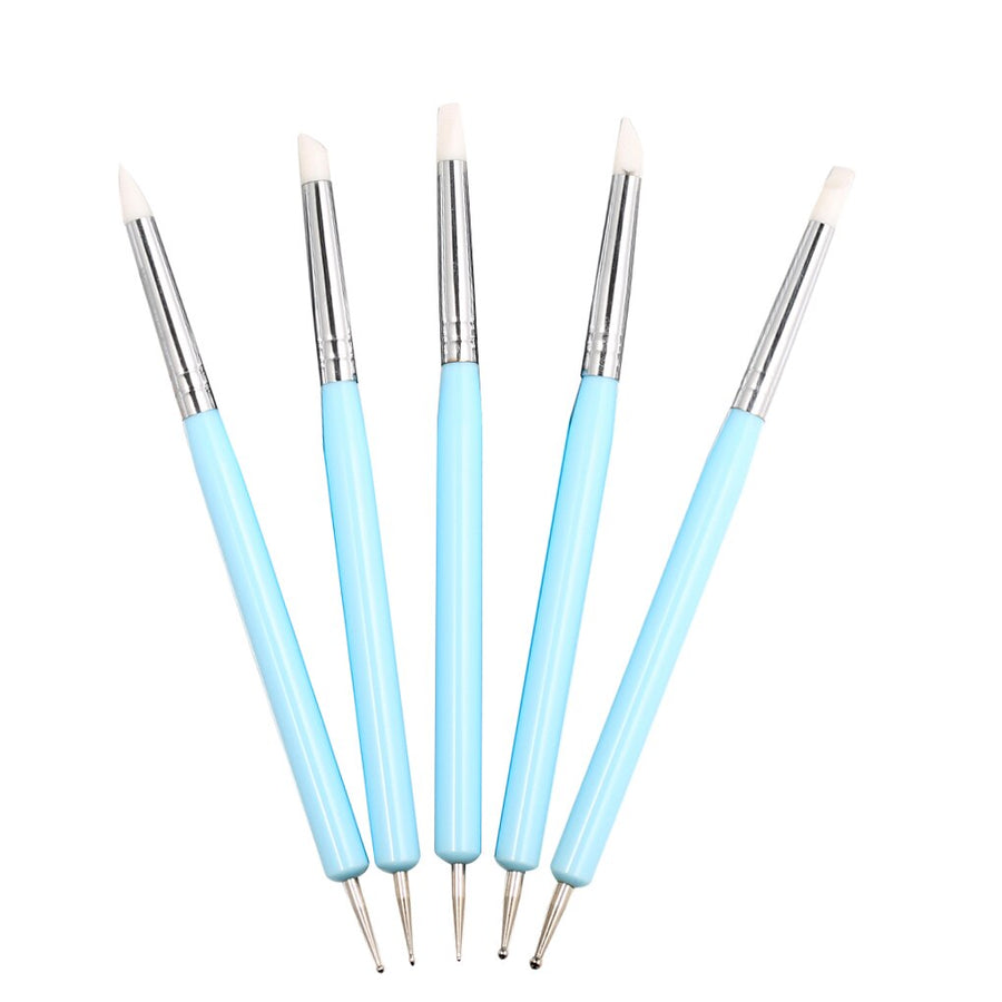 5pcs/set Double-ended Dotting Tools Set Nail Art Embossing Tools Pottery Craft Art Silicone Brushes Pottery Clay Tool