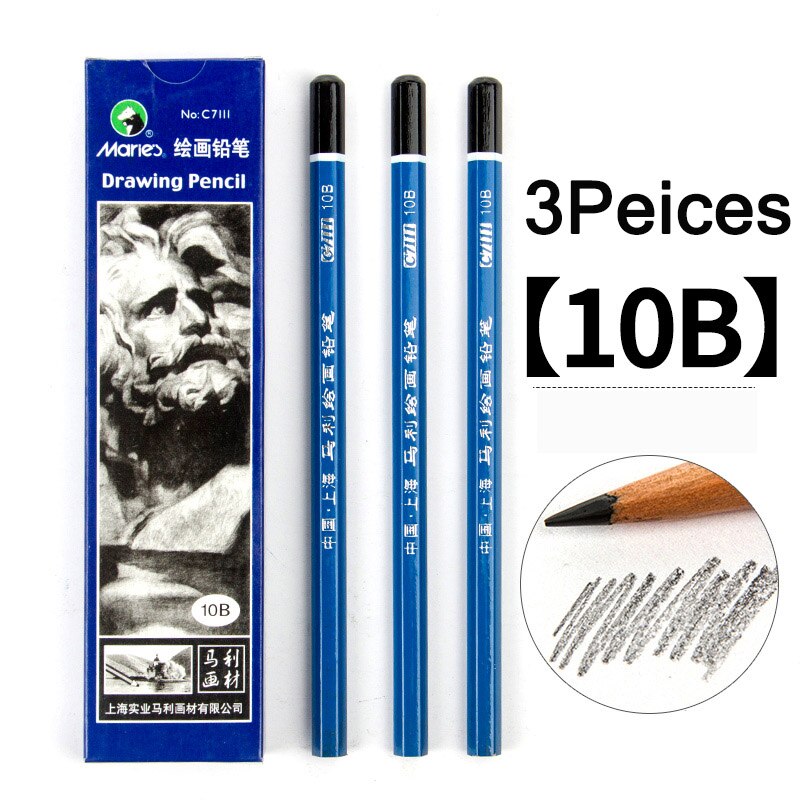 Maries Black Sketch Pencil for Drawing Painting HB 2H B 2B 3B 4B 5B 6B 7B 8B 10B 12B 14B Standard Pencil Stationery Art Supplies