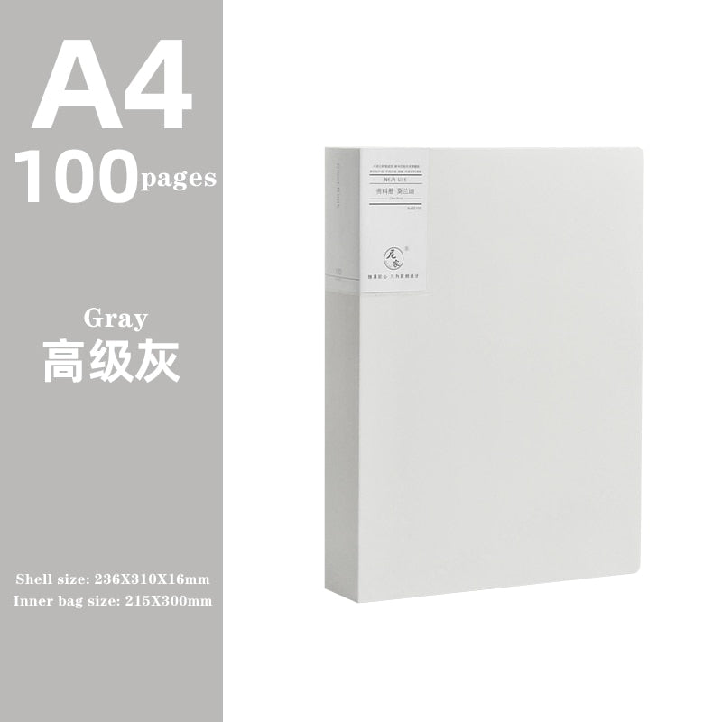 JIANWU A4 Morandi file bag 100 pages Data book Large capacity file folder  portfolio Office stationery