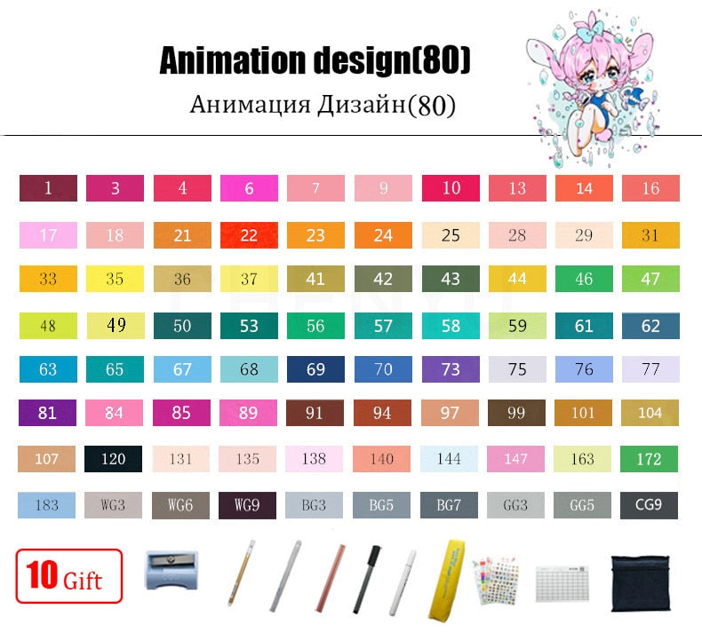 TouchFIVE 30/40/60/80/168 Color Alcohol Markers Dual Headed Artist  Sketch Oily Alcohol Ink Pen Marker For Animation Manga
