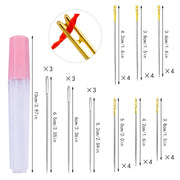 LMDZ 12/21/24PCS Elderly needle-side hole blind needle Needless Tail Side Opening Stainless Steel Hand Sewing Needless threading
