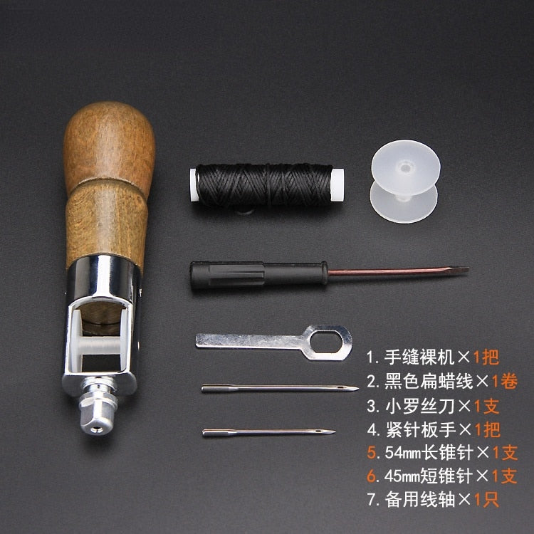 Sewing Needle Leather Sewing Awl Kit Hand Stitcher Set Lock Stitching Hand Stitcher Thread Needles Kit Craft Stitch Tools