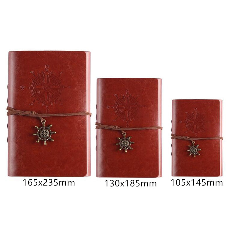 Retro Spiral Notebook Diary Notepad Vintage Pirate Anchors PU Leather Note Book Replaceable Stationery Gift Traveler Journal
