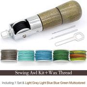 Leathercraft Sewing Stitching Awl Needle Tool Kit Handwork DIY Leather Shoe Repair Purses Wallets Clothes Craft Supplies Thread