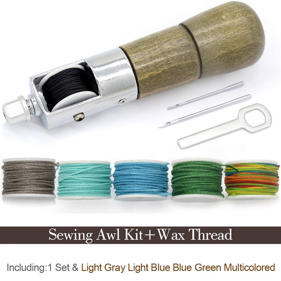 Leathercraft Sewing Stitching Awl Needle Tool Kit Handwork DIY Leather Shoe Repair Purses Wallets Clothes Craft Supplies Thread