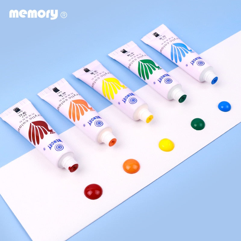 24 Colors 12ML Tube Acrylic Paint set color Nail glass Art Painting paint for fabric Drawing Tools For Kids DIY Water-resistant