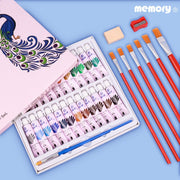 24 Colors 12ML Tube Acrylic Paint set color Nail glass Art Painting paint for fabric Drawing Tools For Kids DIY Water-resistant