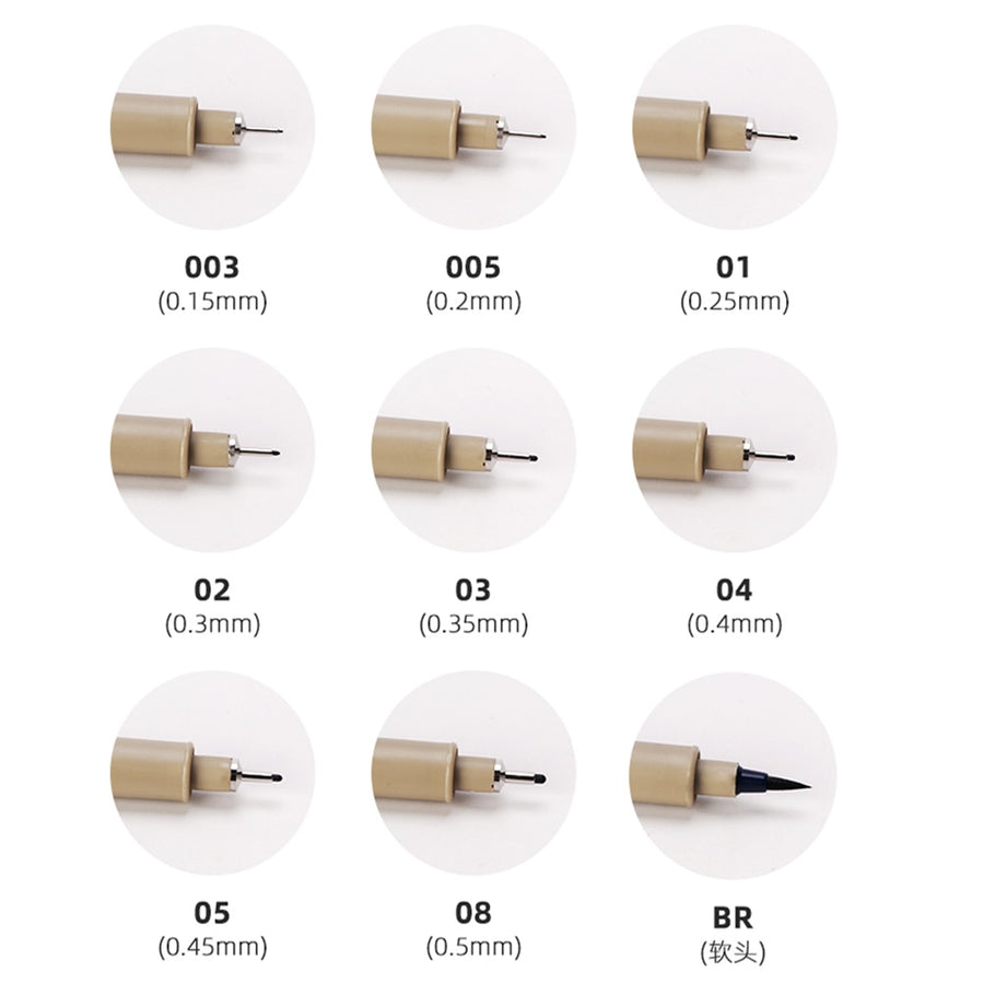 1 Piece Pigment Liner Pigma Pen Fine Line Sketching Markers Different Tip Black Fineliner StylographsDrawing Pens Copic Supplier