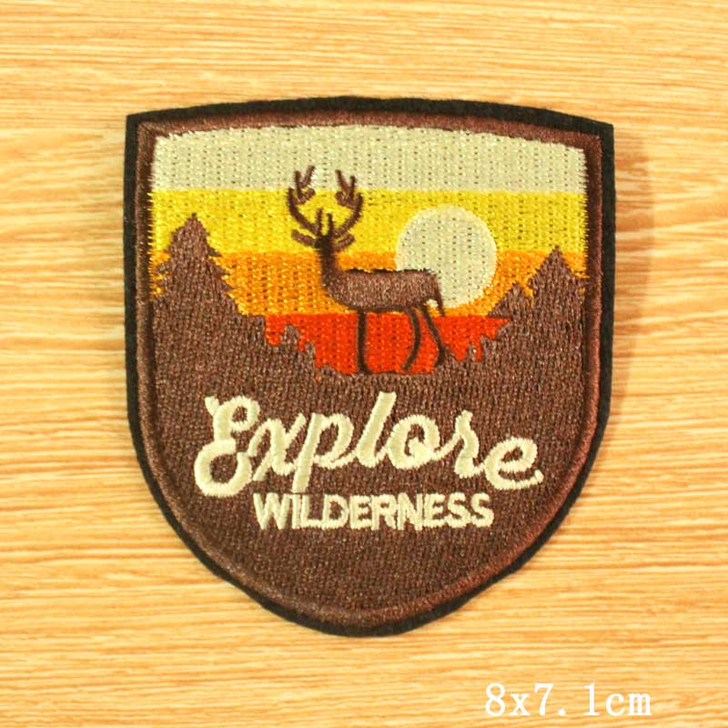 DIY Mountain Trave Embroidered Patches For Clothing Applique Iron on Patches On Clothes Space Patch Traveler Badges Stripes