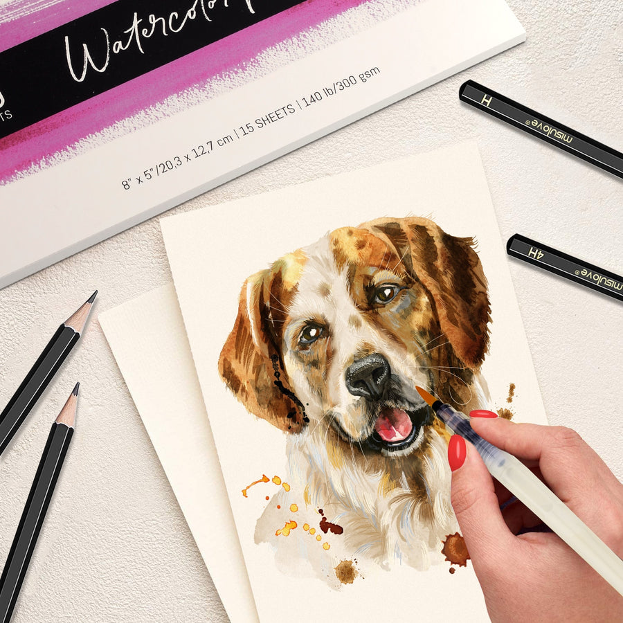 Professional 15 Sheets 300gsm Watercolor Paper Pad Blank Hand Painted Watercolor Sketch Book for Artist Student Art Supplies