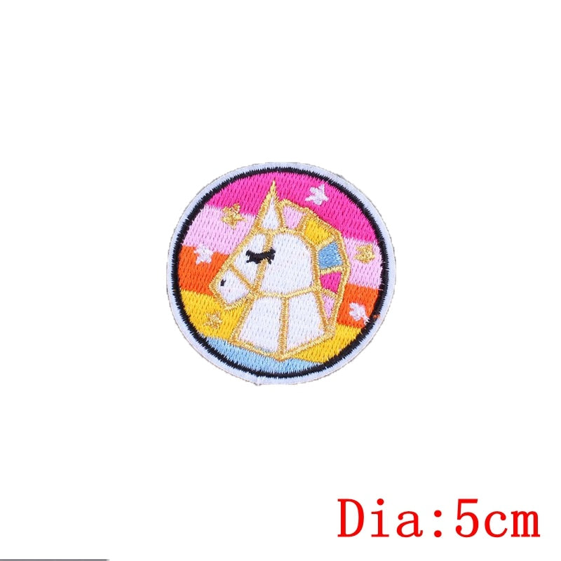 Prajna Hippie Unicorn Patches Embroidered Patches For Clothing DIY Magic Rainbow Stripes Iron On Patches For Kids Cloth Applique