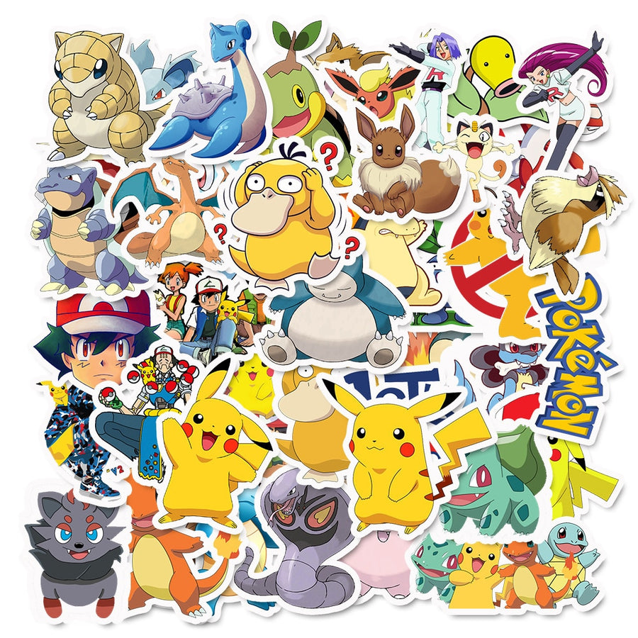 Funny joy pokemon toy graffiti sticker skateboard mobile phone autocollant tablet computer Pikachu stickers PVC pegatinas