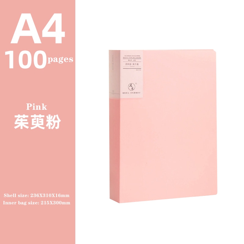 JIANWU A4 Morandi file bag 100 pages Data book Large capacity file folder  portfolio Office stationery